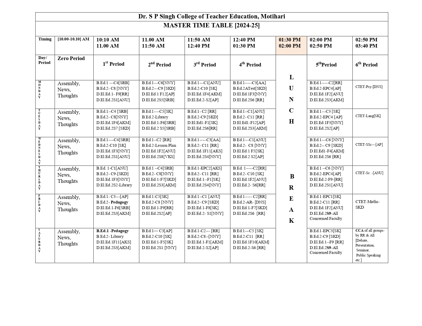 Time Table